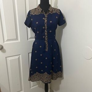 Paper Dolls Navy Mini Button Up Dress With Sunflower Details Size Medium